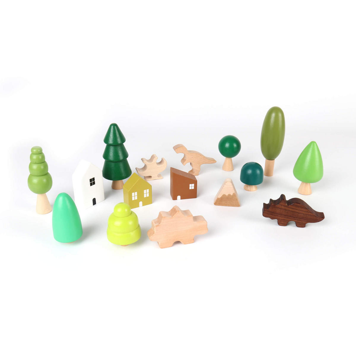 HOLZSPIELZEUG Wald und Dinosaurier - Multicolor, Holz (3.8/3.8cm)