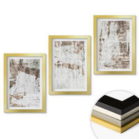 WANDBILDER 3er Set - 20x30 cm Goldrahmen - Abstrakte Muster, weiß, braun - Goldfarben, Kunststoff (20/30cm) - ArtPrintCave