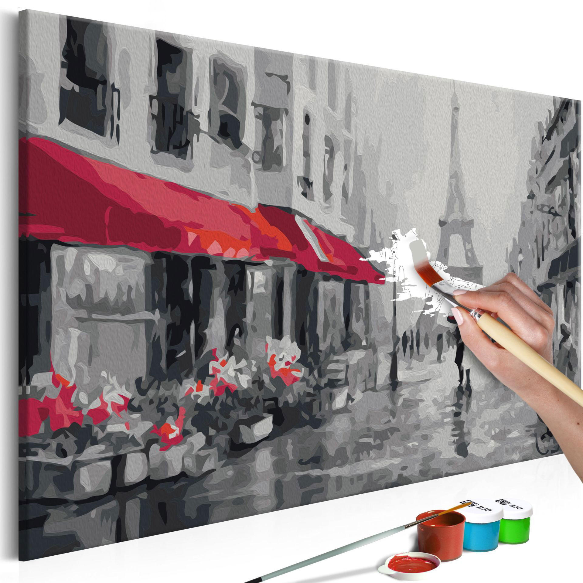 MALEN NACH ZAHLEN 50/40 cm - Rot/Grau, Textil (1.4/40cm) - KUNSTLOFT