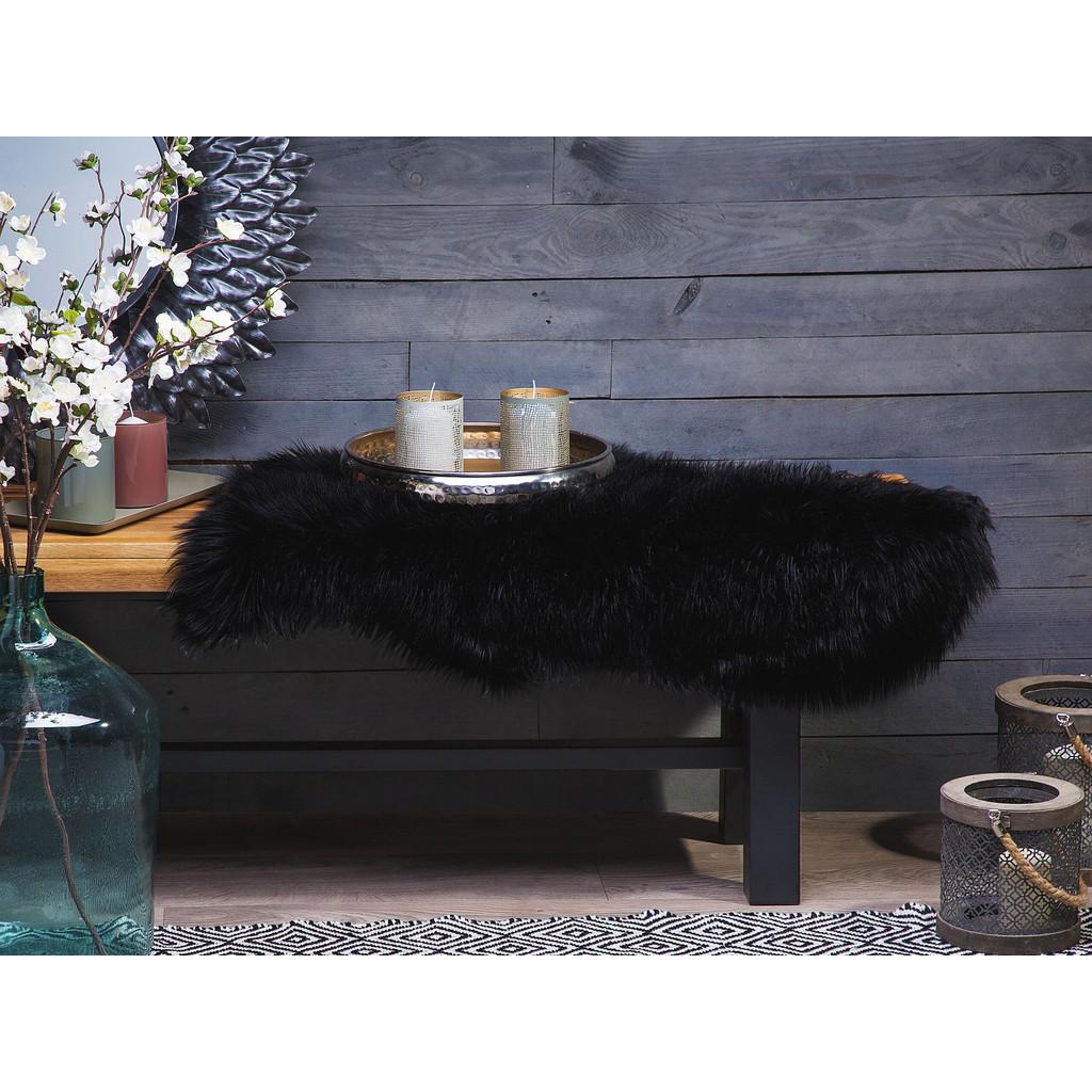 Thumbnail - Beliani Kunstfell-Teppich, Schwarz, Kunststoff, Freiform, 53x88 cm, Teppiche & Böden, Teppiche, Fellteppiche