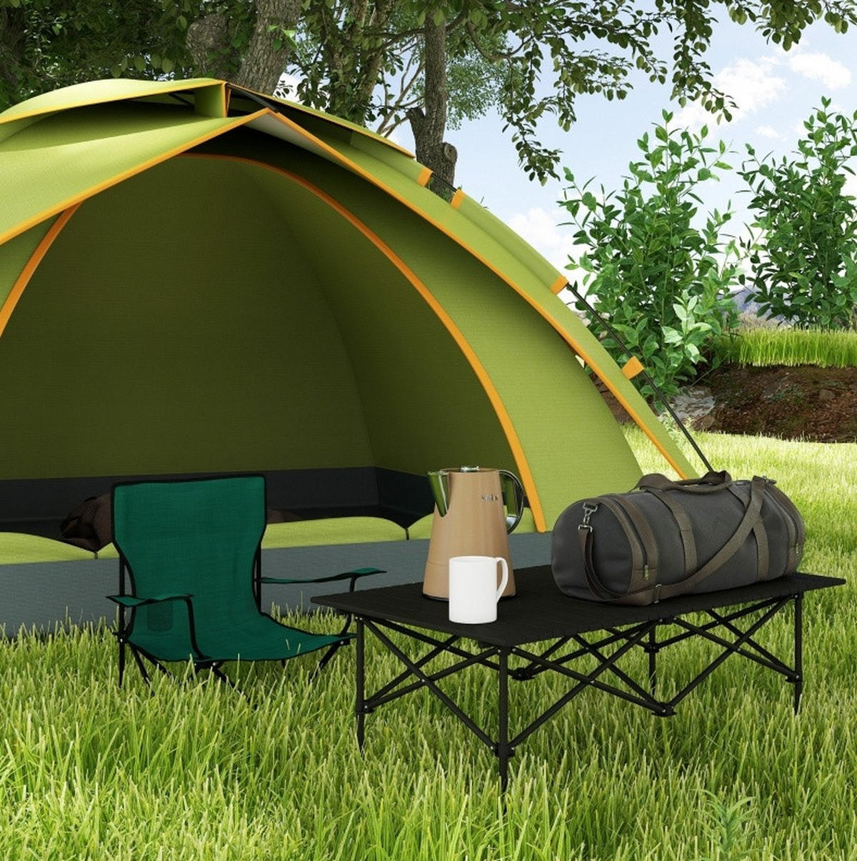 GARTENTISCH aus Stahl 65x45x45/35 cm Schwarz im 2er Set - Schwarz, Metall (95/55/50cm) - Modfu