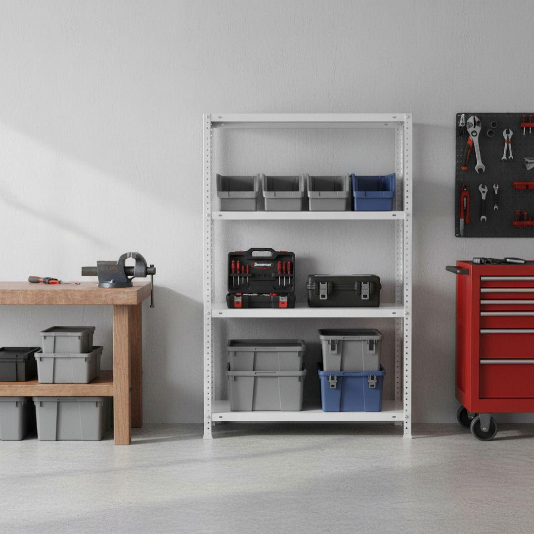 SCHRAUBREGAL PANDA MID | HxBxT 150x110x40cm | 4 Fachböden | Fachlast 90kg | Weiß - Weiß, Metall (110/150/40cm) - PROREGAL