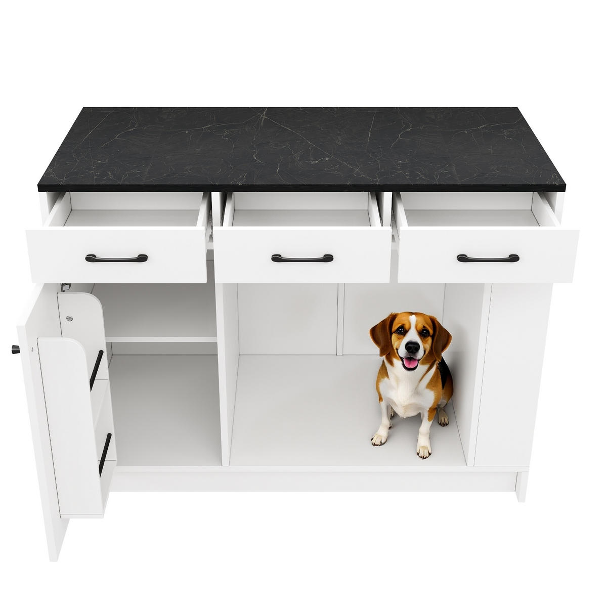 SERVIERWAGEN mit 3 Schubladen 120 x 60 x 90 cm Weiß - Beige, Holz (60/90/120cm) - Beauniv
