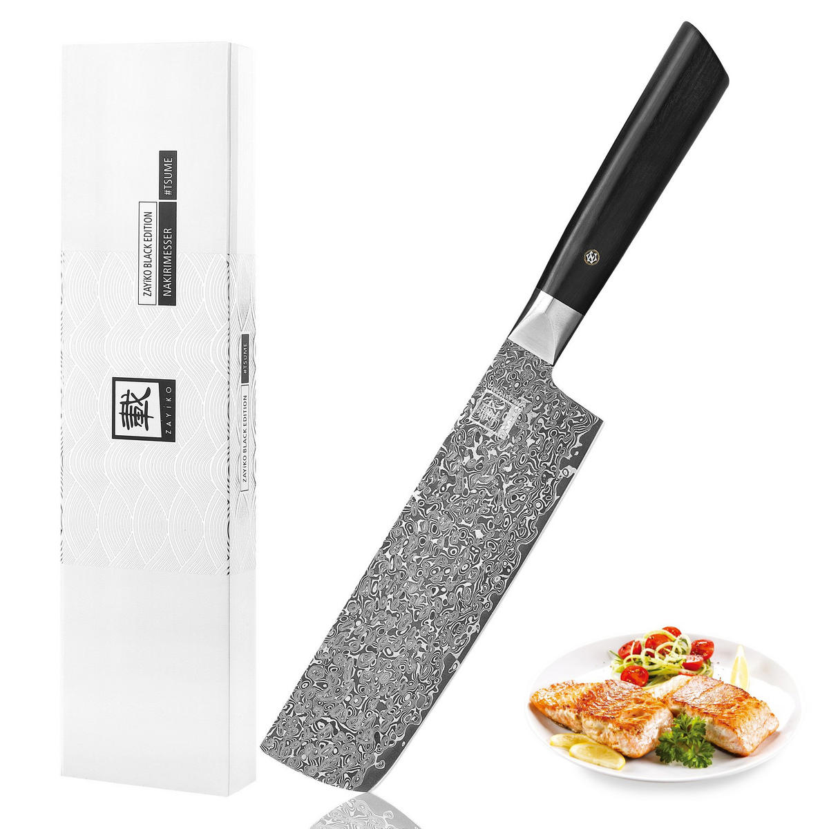 NAKIRIMESSER 18,5 cm - Schwarz, Holz/Metall (32cm) - Zayiko