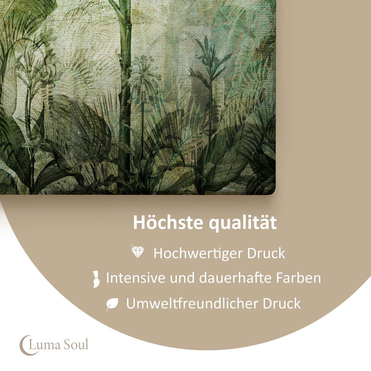 LEINWANDBILD Blätter 5-tlg. 225x112,5 cm - Multicolor, Holz (225/112.5cm) - LUMASOUL