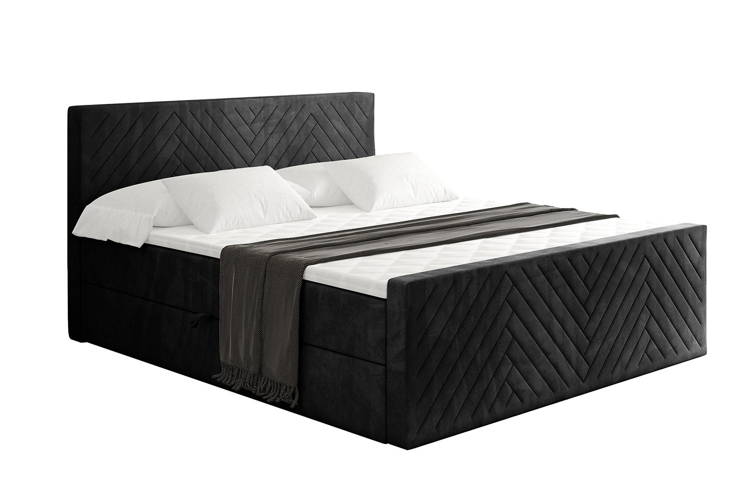 BOXBETT mit Matratze und Lattenrost - VEXA-Z - 180x200 - Schwarz Casablanca - Schwarz, Holzwerkstoff (180/200cm) - ALTDECOR