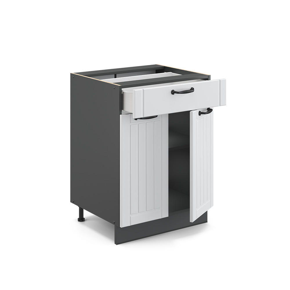 KÜCHENUNTERSCHRANK Fame-Line Weiß Landhaus 60 cm mit Schublade, ohne AP - Anthrazit/Weiß, Holzwerkstoff (60/82/51.6cm) - Vicco