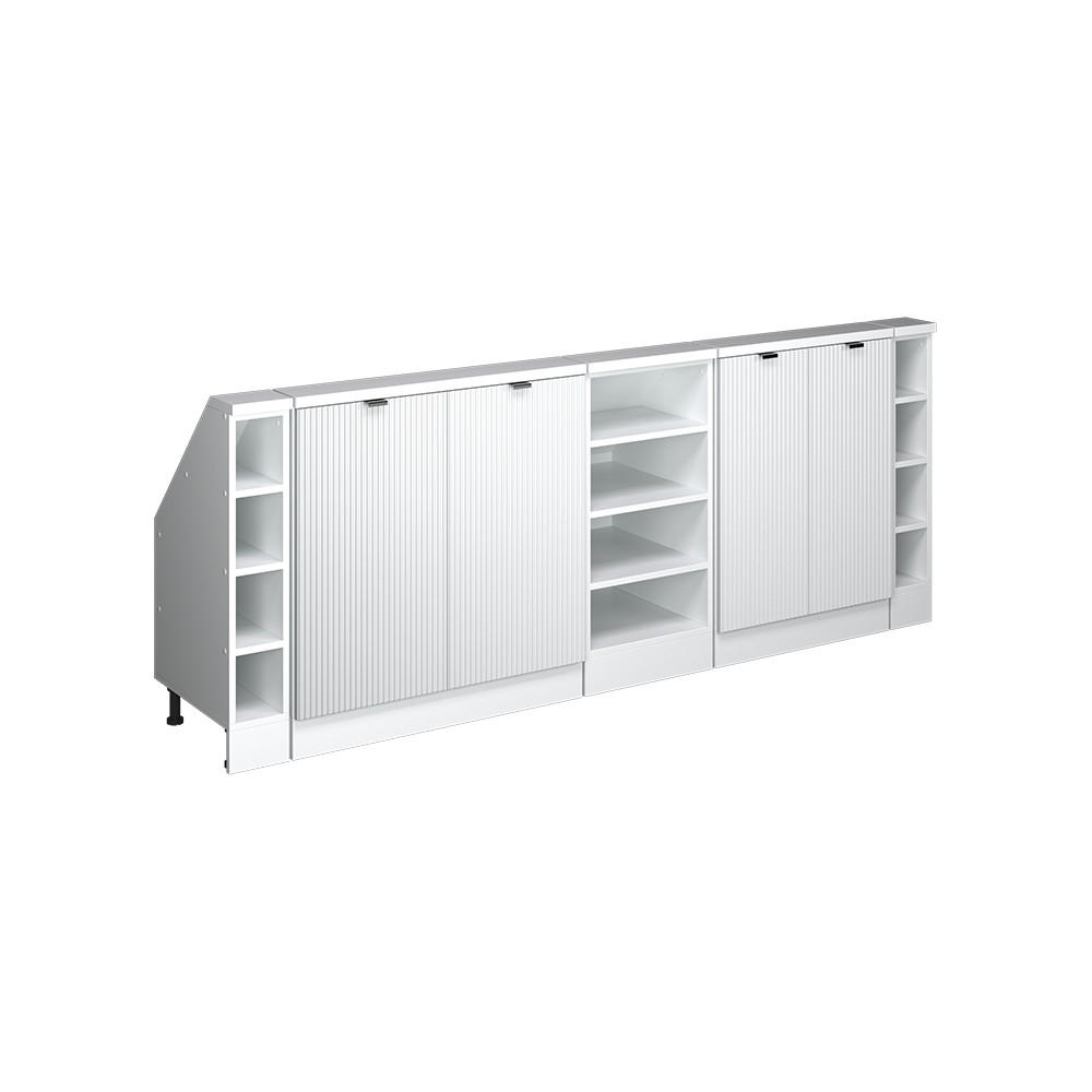 DACHSCHRÄGENSCHRANK-SET Rion Weiß Riffel 210 cm 5er Set - Weiß, Holzwerkstoff (210/81.6/46cm) - Vicco