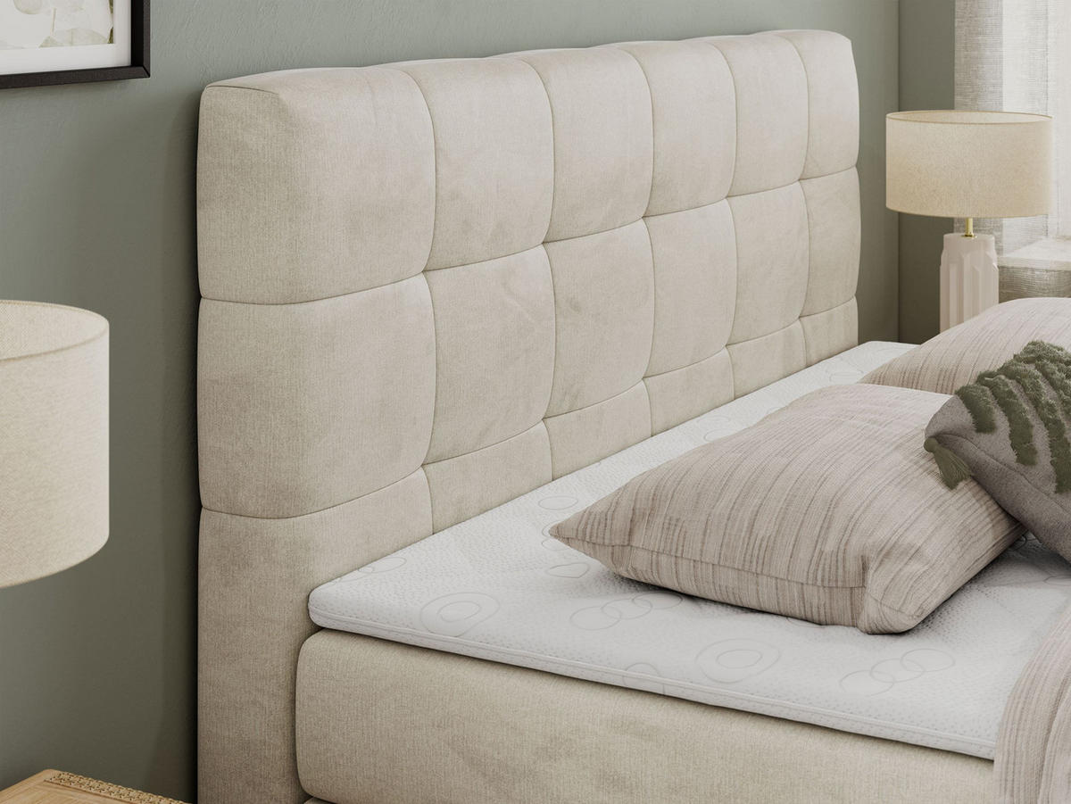 BOXSPRINGBETT LUKA KING 120/200 Beige Velvet - H3 - Beige, Holz/Textil (120/200cm) - MKS