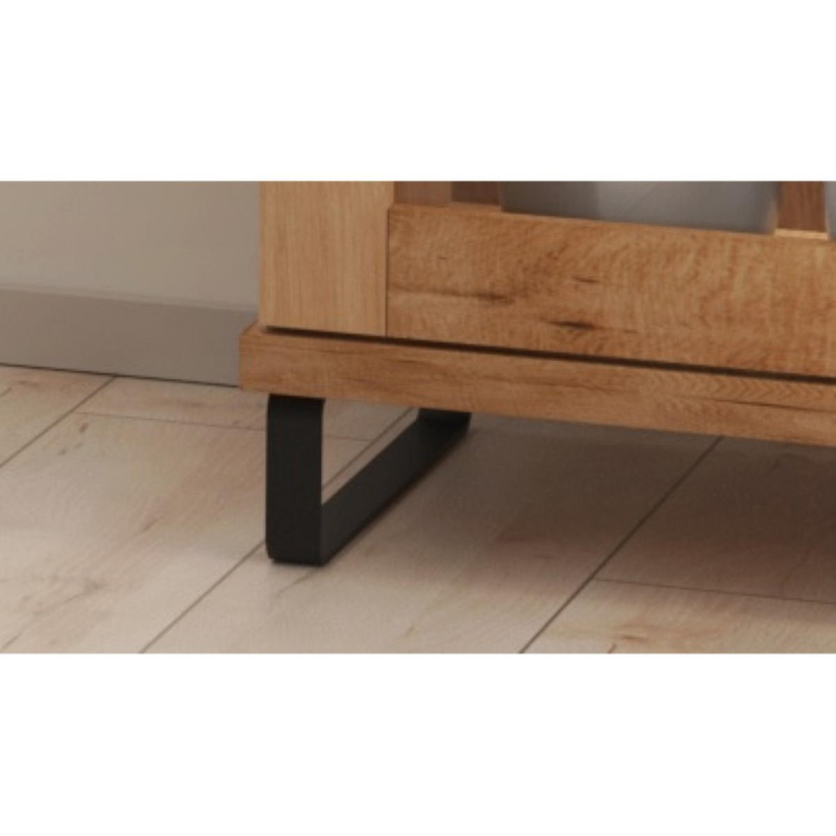 KOMMODE Caya mit drei Türen, vier Schubladen und Metallbeinen, 180 cm - Schwarz/Eiche Artisan, Holzwerkstoff/Metall (183/85/41cm) - Beautysofa