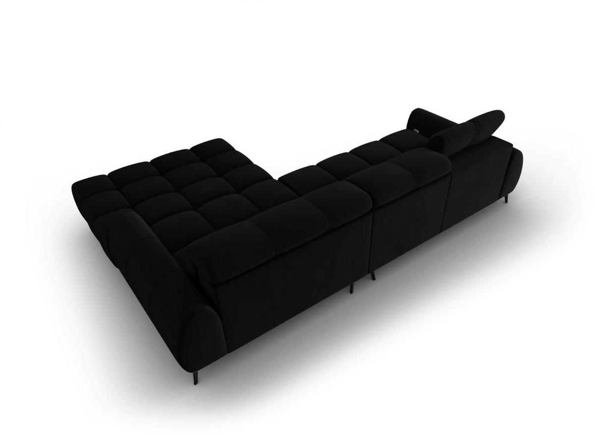 ELEKTRISCHES-ECKSOFA rechts Alyse aus Samt schwarz 5 Sitzplätze - Schwarz, Textil (188/295cm) - Micadoni