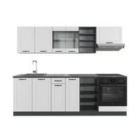 KÜCHENZEILE R-Line Weiß Landhaus/Anthrazit 240 cm, AP Anthrazit - Anthrazit/Creme, Holzwerkstoff (240/81.6/60cm) - Vicco