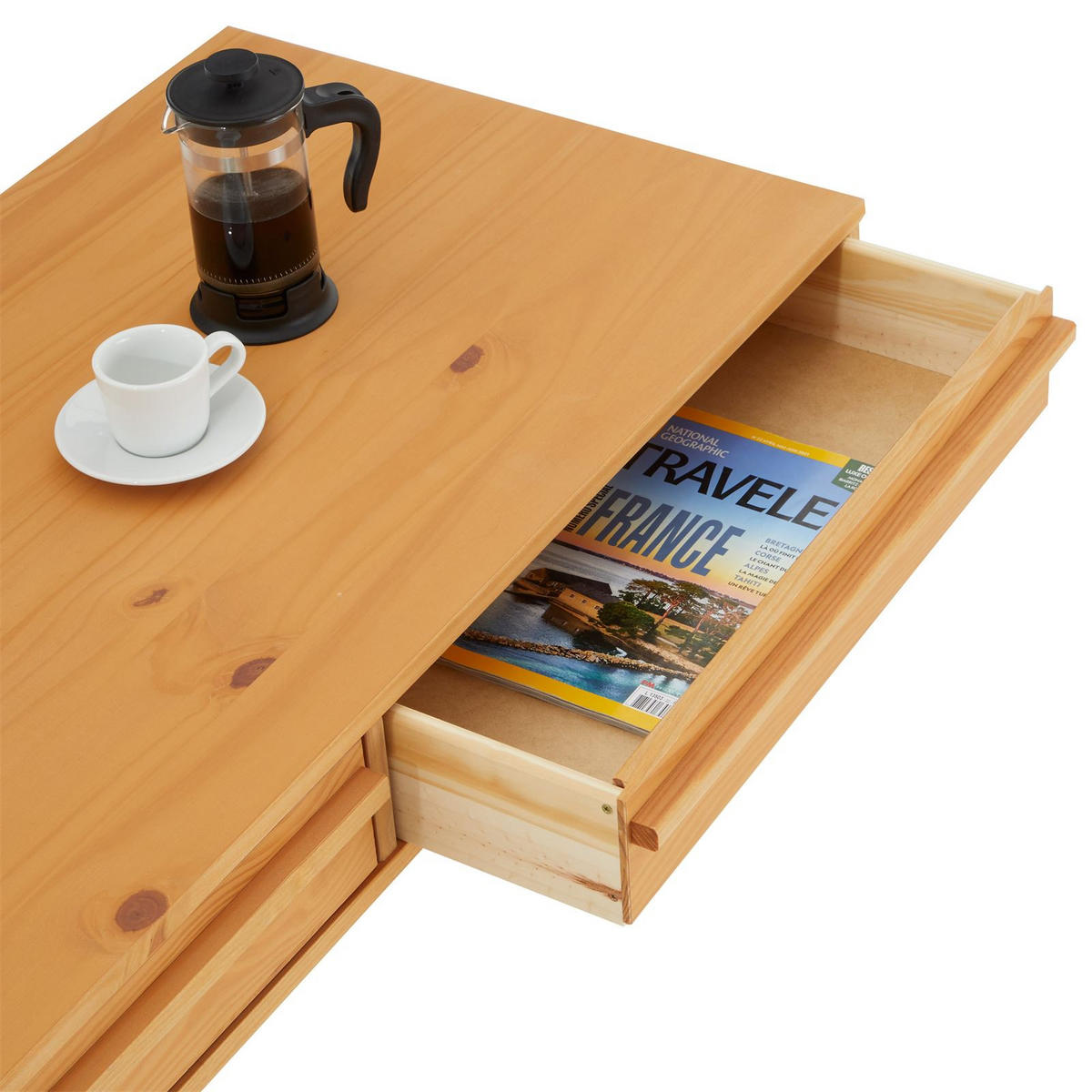 COUCHTISCH JONA - Kieferfarben, Holz (50/110/42cm) - IDIMEX