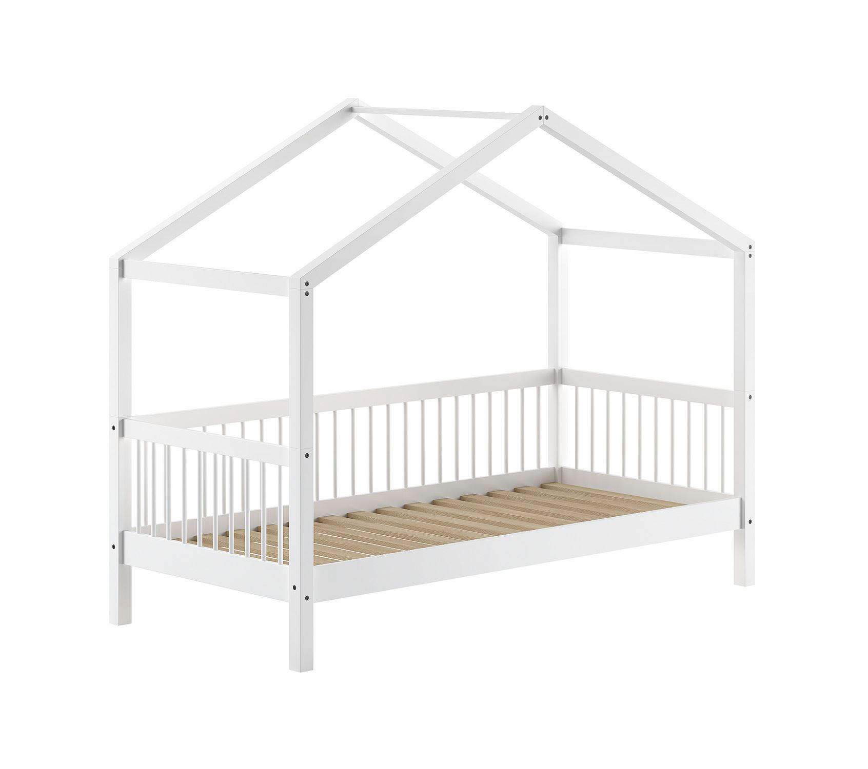 KINDERBETT 90x200 Keeley Buche Weiß Holz Design Komfort Stabil Modern - Weiß, Holz (90/200cm) - 58aufmkessel
