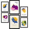 POSTER Set Mit 6 Fruchtcollage Größe A3 & A4 Schwarzer Rahmen - Schwarz, Papier (29.7/1cm) - Nacnic