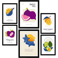 POSTER Set Mit 6 Fruchtcollage Größe A3 & A4 Schwarzer Rahmen - Schwarz, Papier (29.7/1cm) - Nacnic