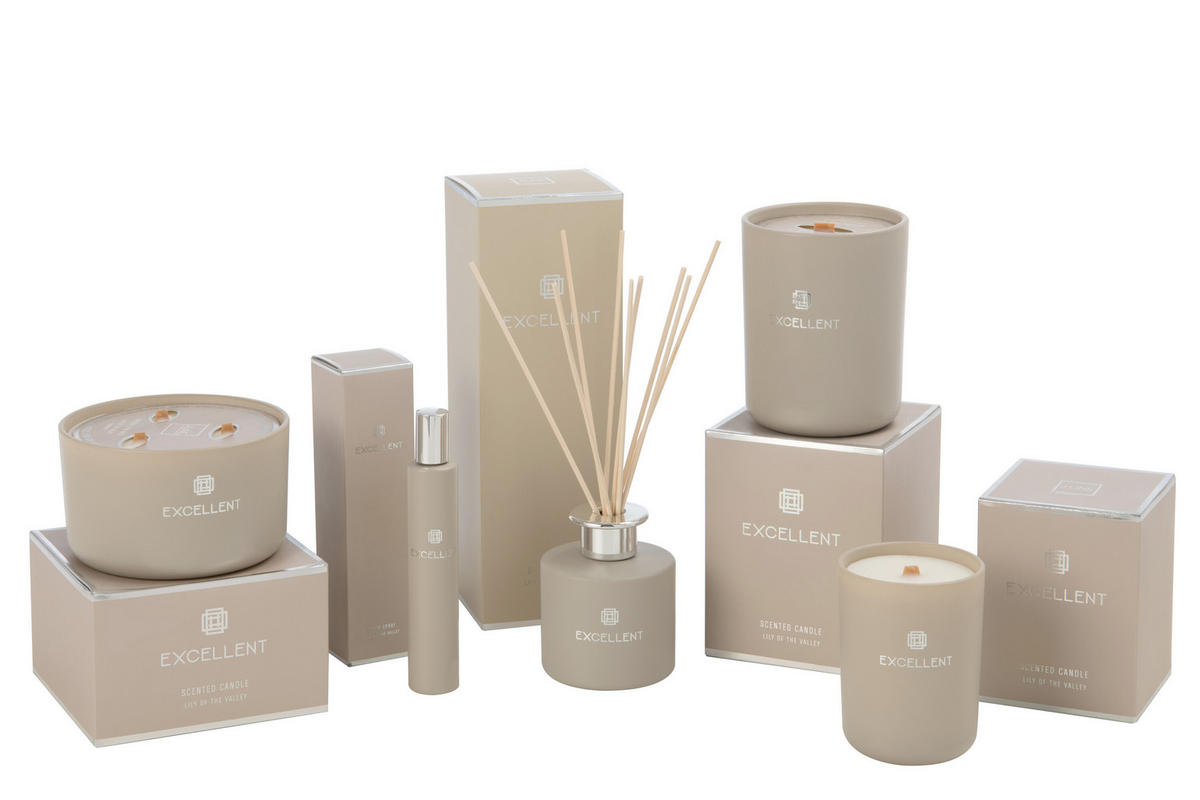 DUFTARTIKEL EXCELLENT - Glas - Beige - Beige, Glas (3.5/16.5/3.5cm) - J-Line