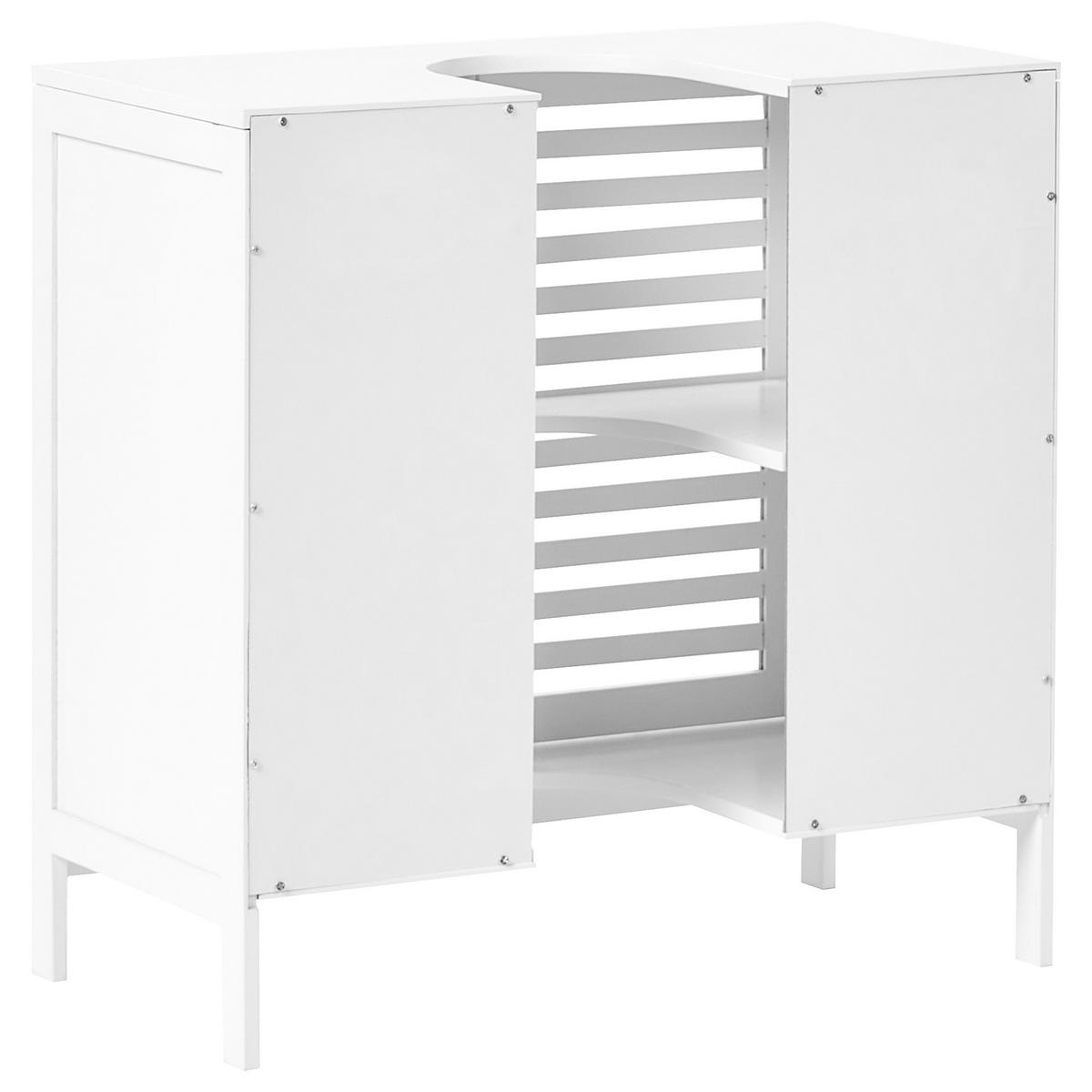WASCHBECKENUNTERSCHRANK Bambus 60 cm Weiß Missoula - Weiß, Holz (60/60/30cm) - Beliani