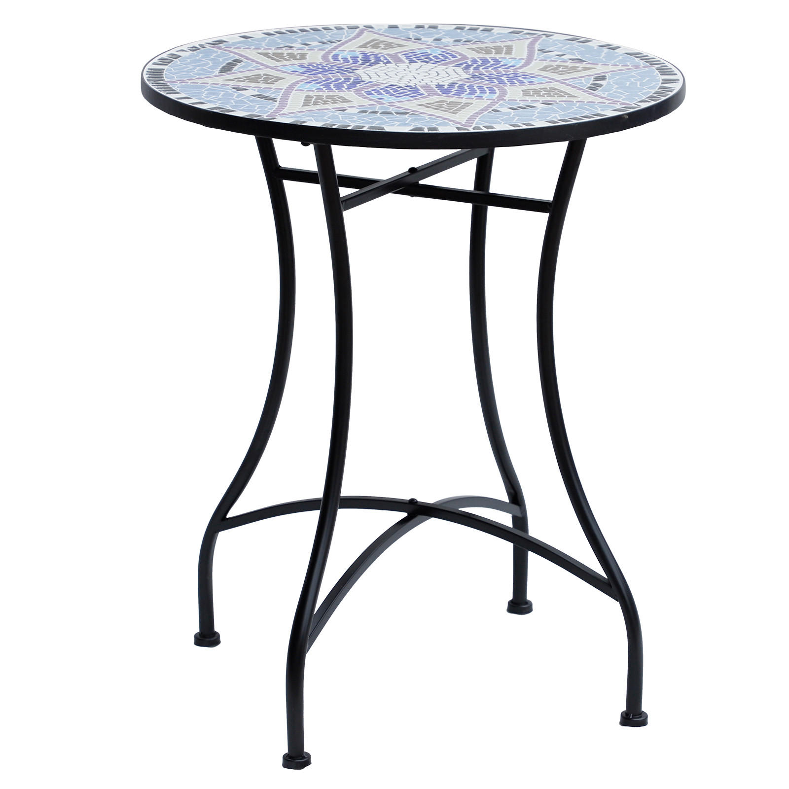 GARTENTISCH, Blau,Stahl, Keramik - Blau, Keramik/Metall (60/60/71cm) - Outsunny