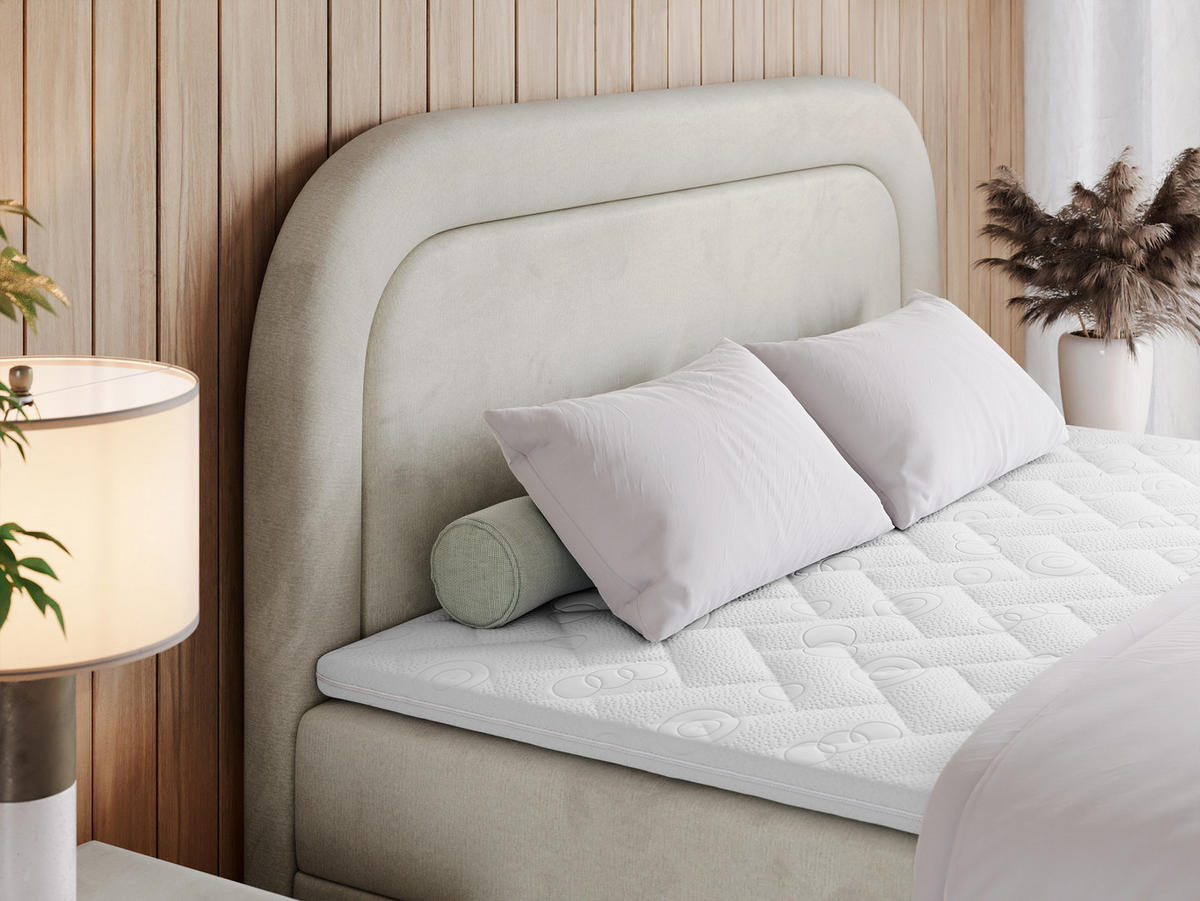 BOXBETT EIRA 120/200 Beige Velvet - H3 - Beige/Silberfarben, Holz/Textil (120/200cm) - MKS