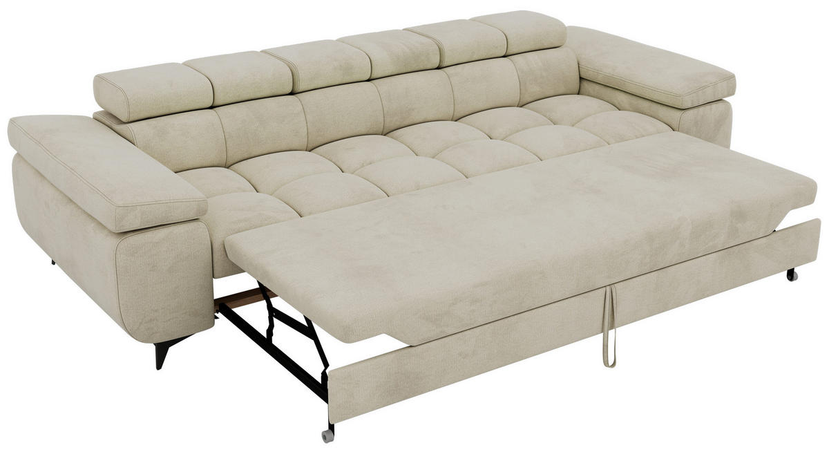 TŘÍMÍSTNÁ POHOVKA NIDELLO - Béžová Samet - černá/béžová, kov/textil (260/70/97cm) - MKS