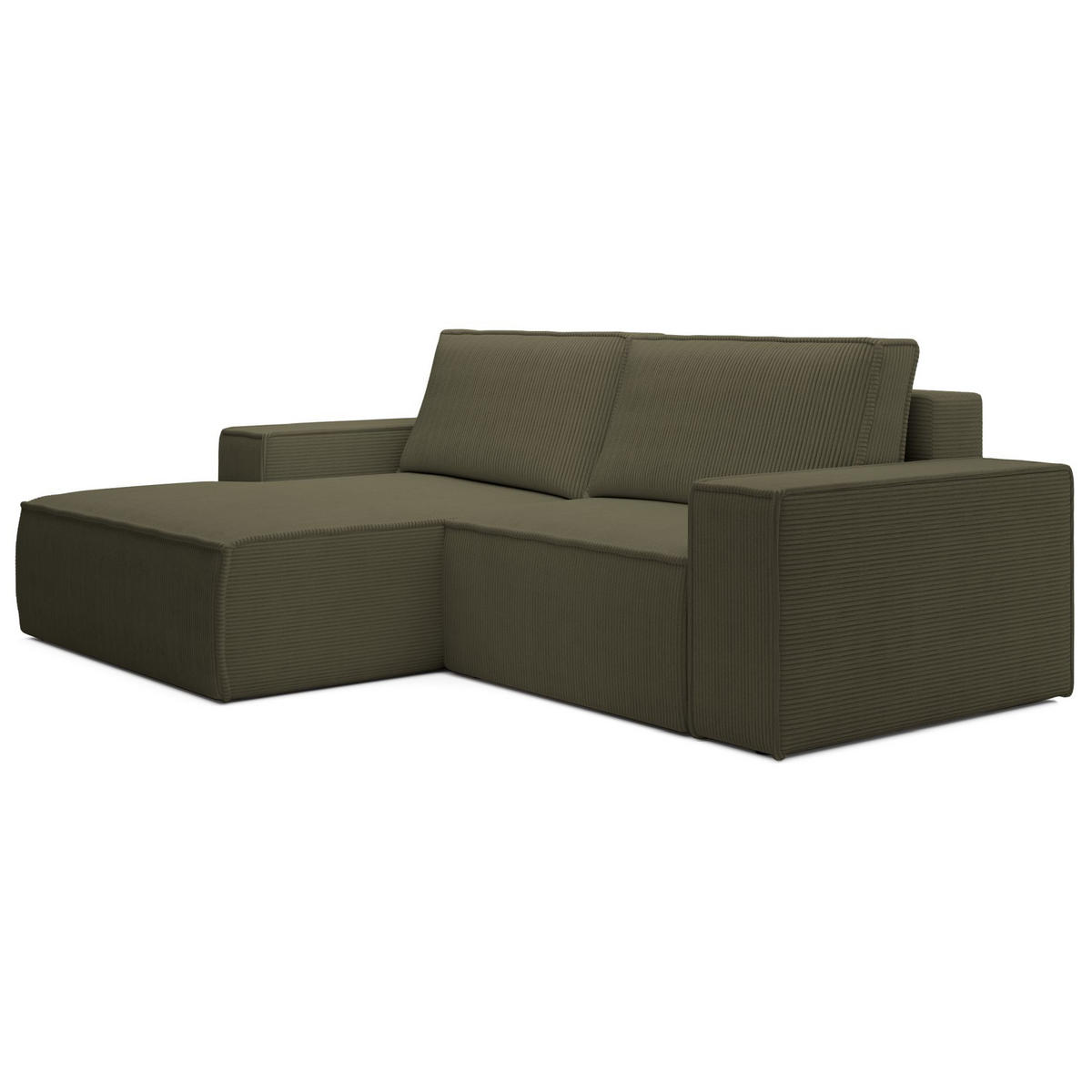 ECKSOFA Farese Mini mit Cordbezug Olivgrün, links - Schwarz/Olivgrün, Textil (240/167cm) - Selsey