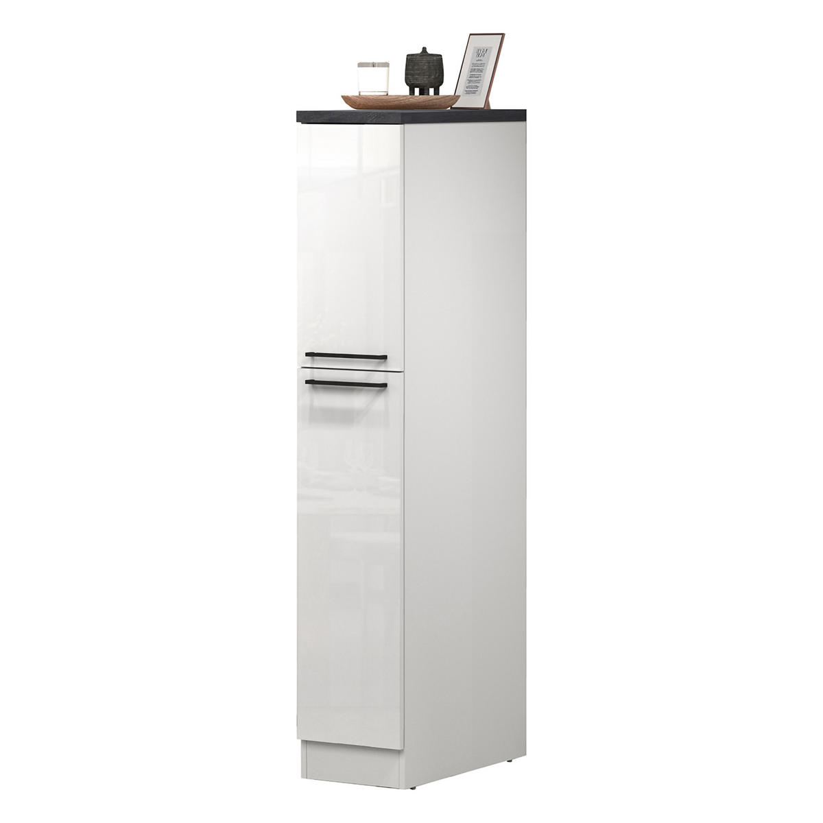 KÜCHENSCHRANK Glänzendes Weiß, Schiefer 60/30/165 cm - Weiß, Holzwerkstoff (30/165/60cm) - DMORA