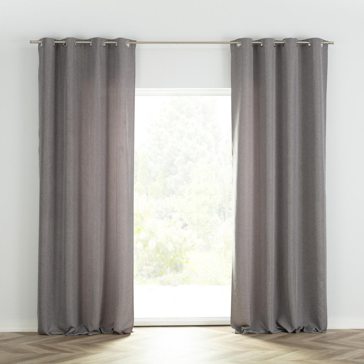 FERTIGVORHANG mit Ösen 140x280cm - Grau, Textil (140/280cm) - Dekoria