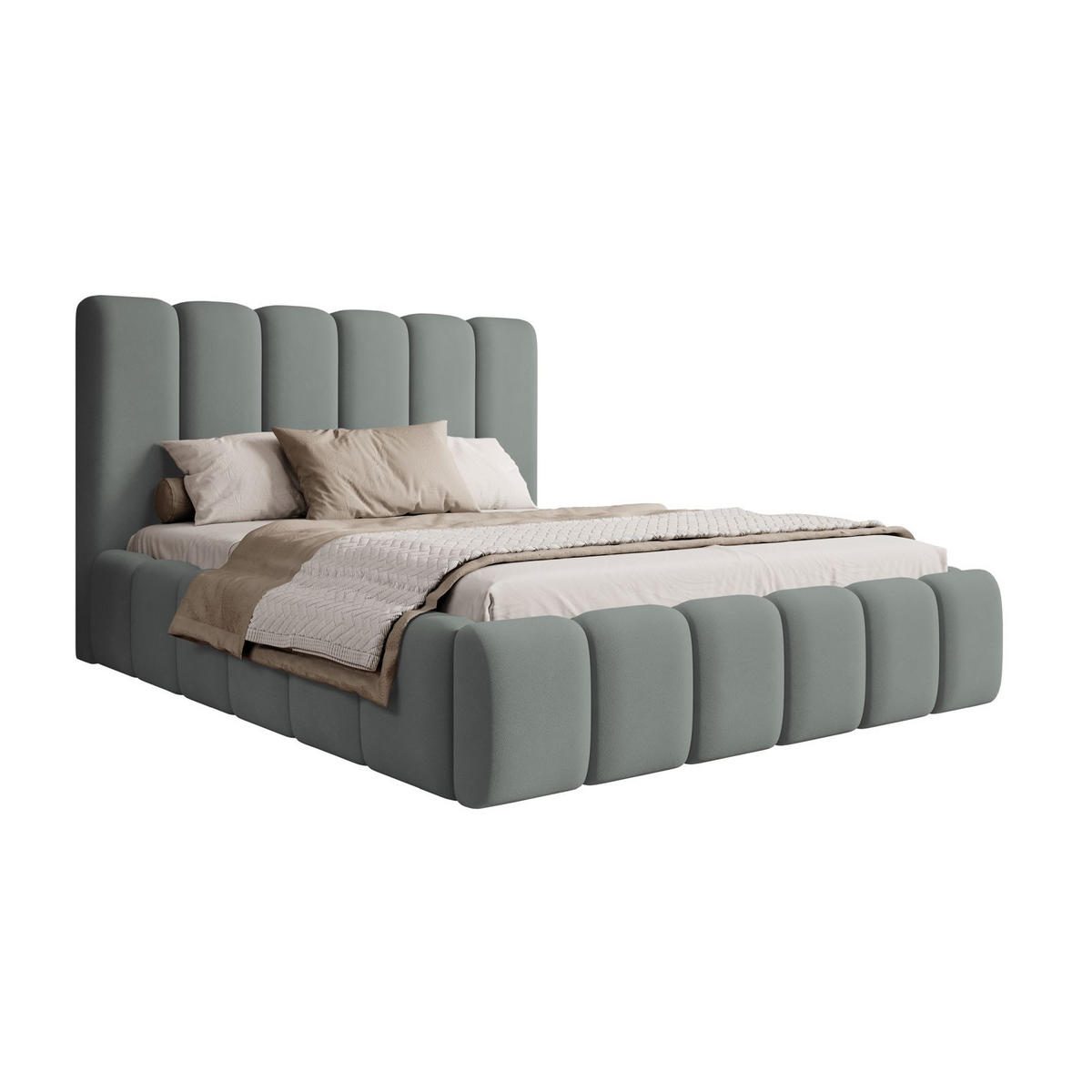 POLSTERBETT Biscottino Grau mit Samtbezug 140x200 cm - Silberfarben/Grau, Textil (140/200cm) - Selsey