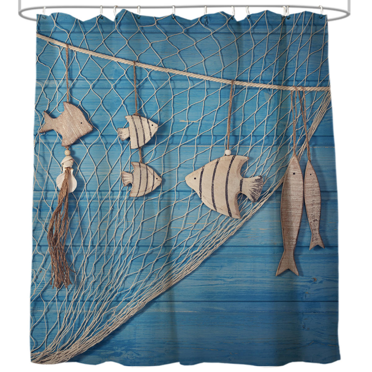 DUSCHVORHANG Seefahrt 180 x 200 cm - Blau, Textil (180/200cm) - Sanilo