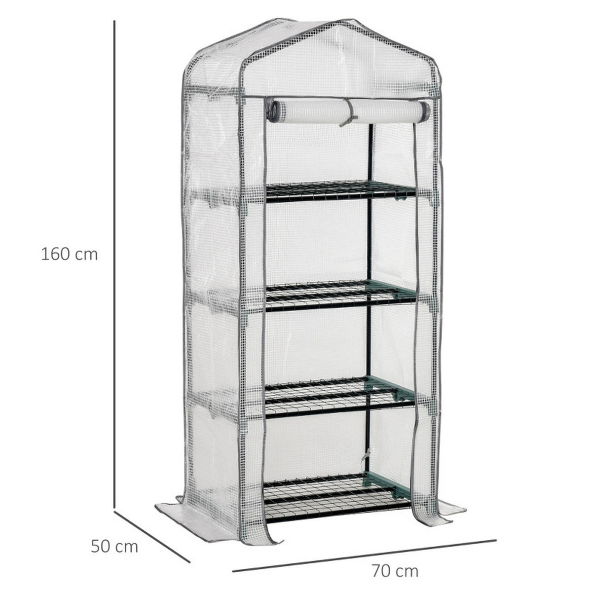 GEWÄCHSHAUS Mini 70x50x160 cm 4 Regale weiß - Weiß, Kunststoff (70/160/50cm) - Fortuna Lai