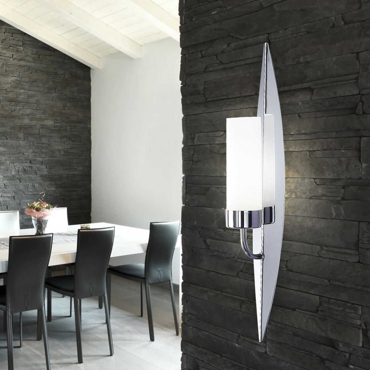 WANDLEUCHTE Metall Chrom Silber - Silberfarben, Glas (10/50/7.5cm)