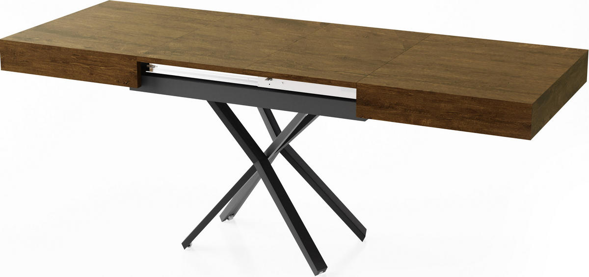 COUCHTISCH Cavetta X höhenverstellbar ausziehbar, Lefkas Eiche 120-200/80/27-76 cm - Alteiche/Schwarz, Holzwerkstoff/Metall (80/200/76cm) - WFL GROUP