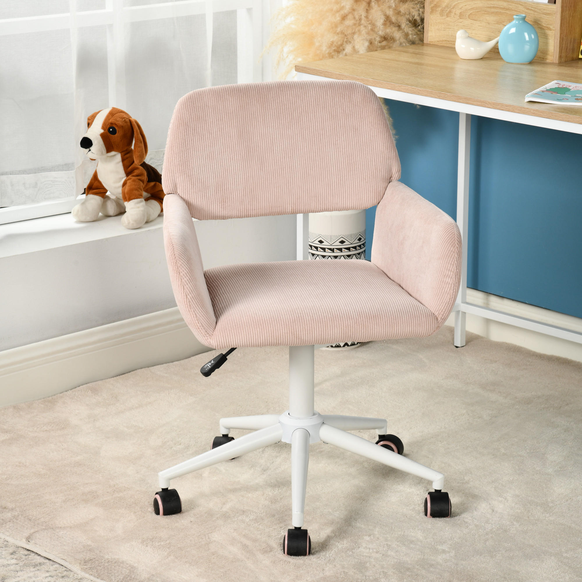 DREHSTUHL Rosa - Pink/Rosa, Textil/Metall (54/85/56cm) - Urban Meuble
