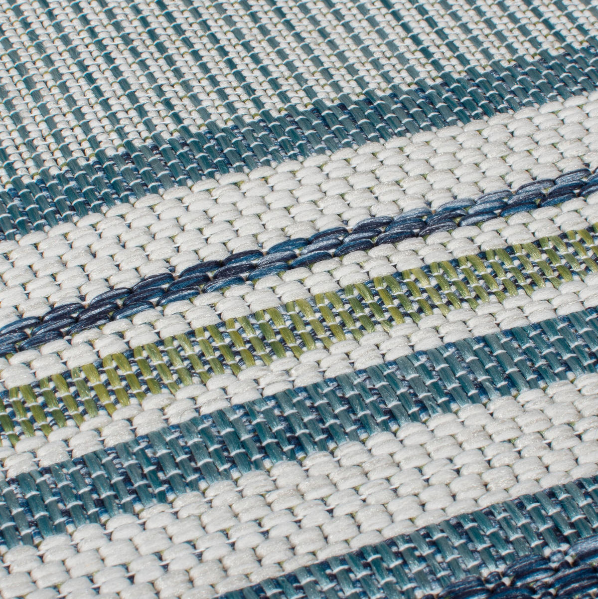 TEPPICH Outdoor Streifen Muster, Geometrisch, Terrasse schmutzabweisend Blau-Grün Rechteckig 200x290 - Blau, Textil (200/290cm) - KADIMA DESIGN