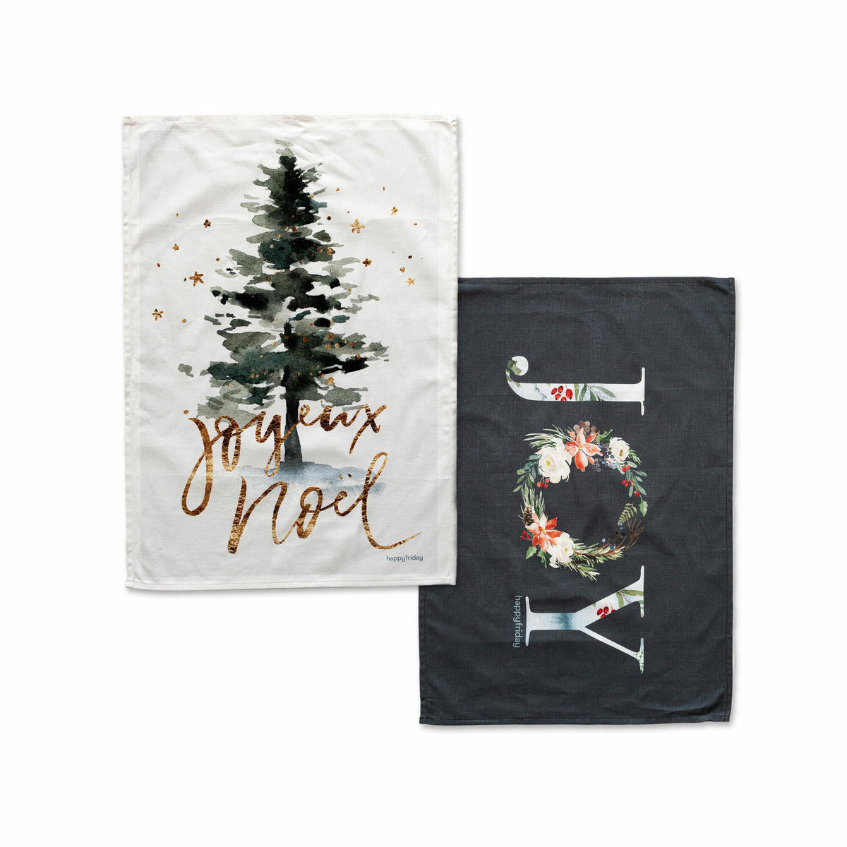 GESCHIRRTUCH (2 tlg) joyeux 70x50 cm mehrfarbig - Multicolor, Textil (70/50cm) - Happy Friday