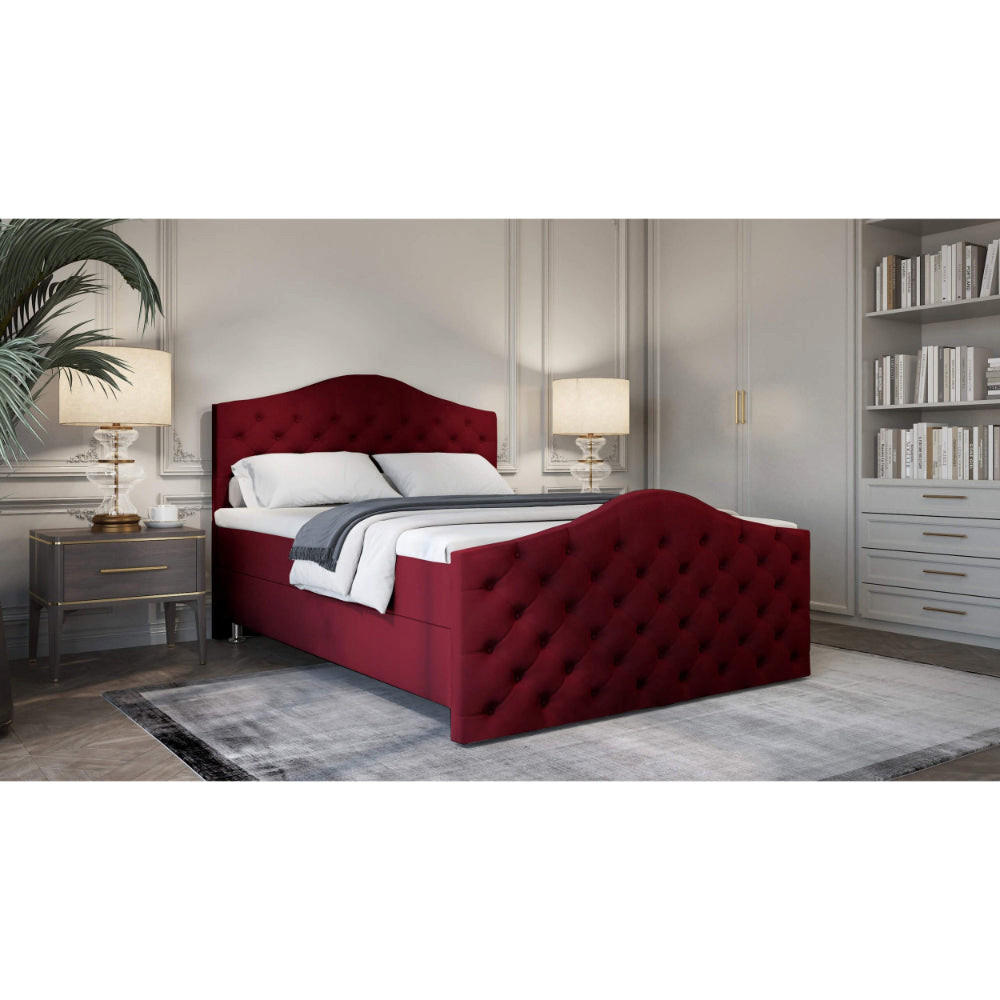 BOXBETT Roma Bonellfederkern inkl. 7-Zonen Topper T-30 mit Bettkasten - Rot, Holz/Holzwerkstoff (120/200cm) - Best For Home