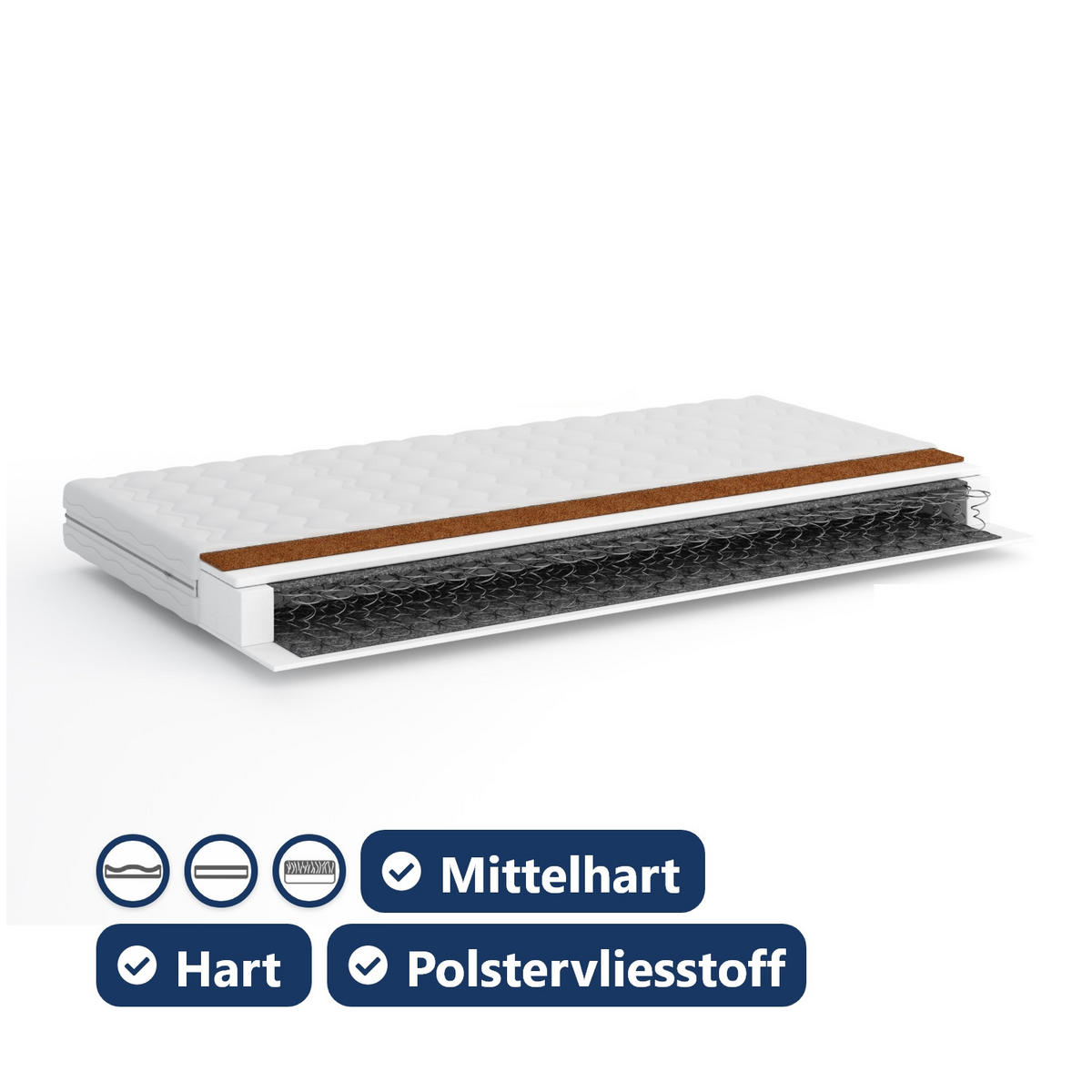 BONELLFEDERKERN Matratze Olten - Weiß, Naturmaterialien - Fedve