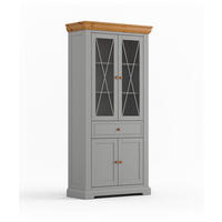 STANDVITRINE Marone Elite Grau / Kiefer Natur 95 / 41 / 200cm - Grau/Kieferfarben, Holz (95/200/41cm) - Feldmann-Wohnen