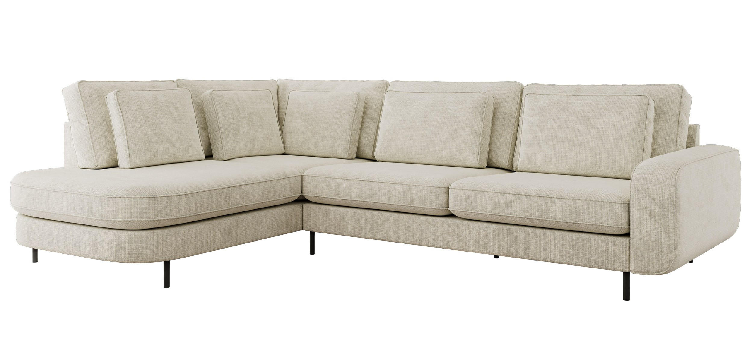 ROHOVÁ SEDAČKA CALENO L - Krémový hladký senil - Pravá Strana - černá/krémová, kov/textil (317/225cm) - MKS