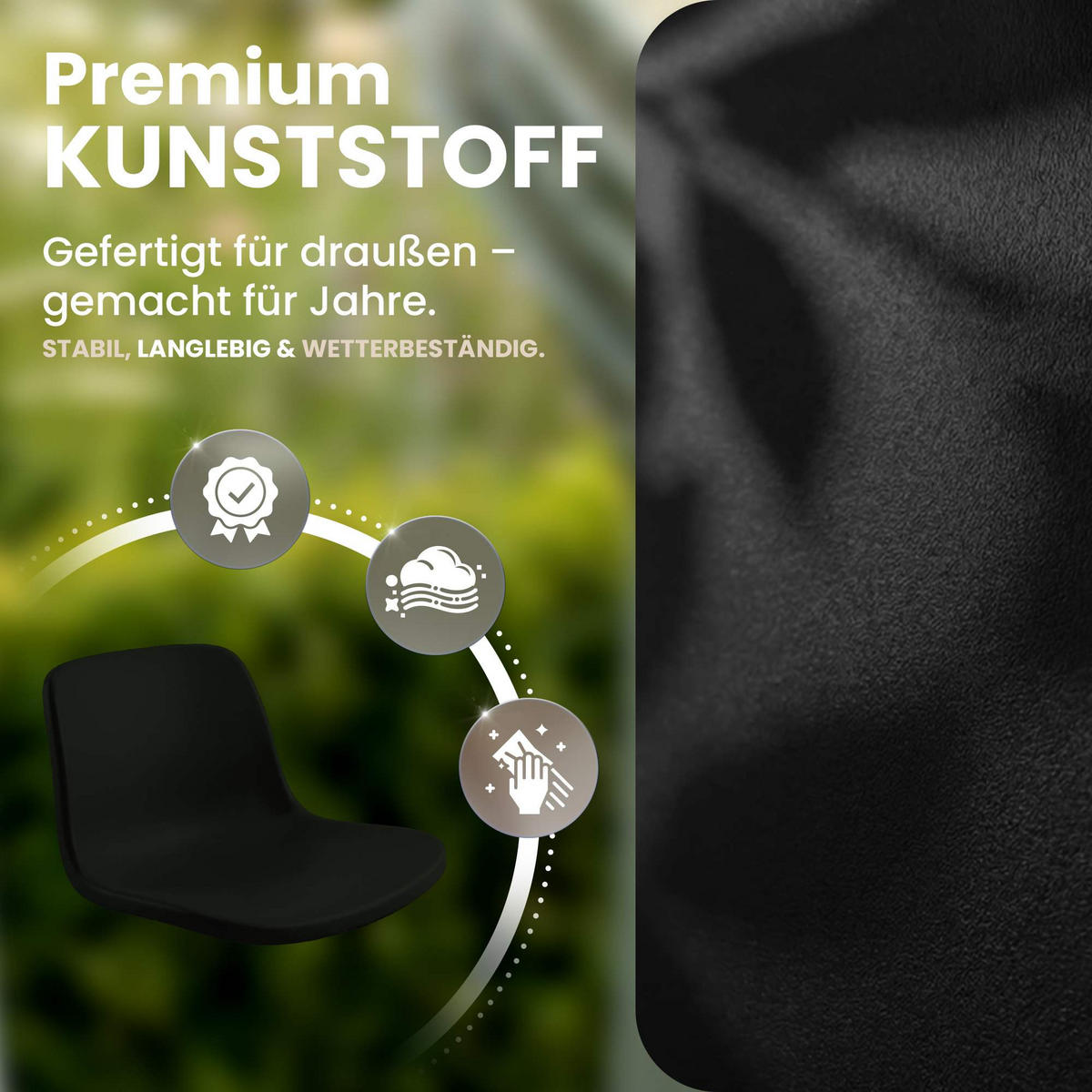 STUHL Kunststoff Schwarz - Schwarz, Kunststoff/Metall (58/80/54cm) - CLP
