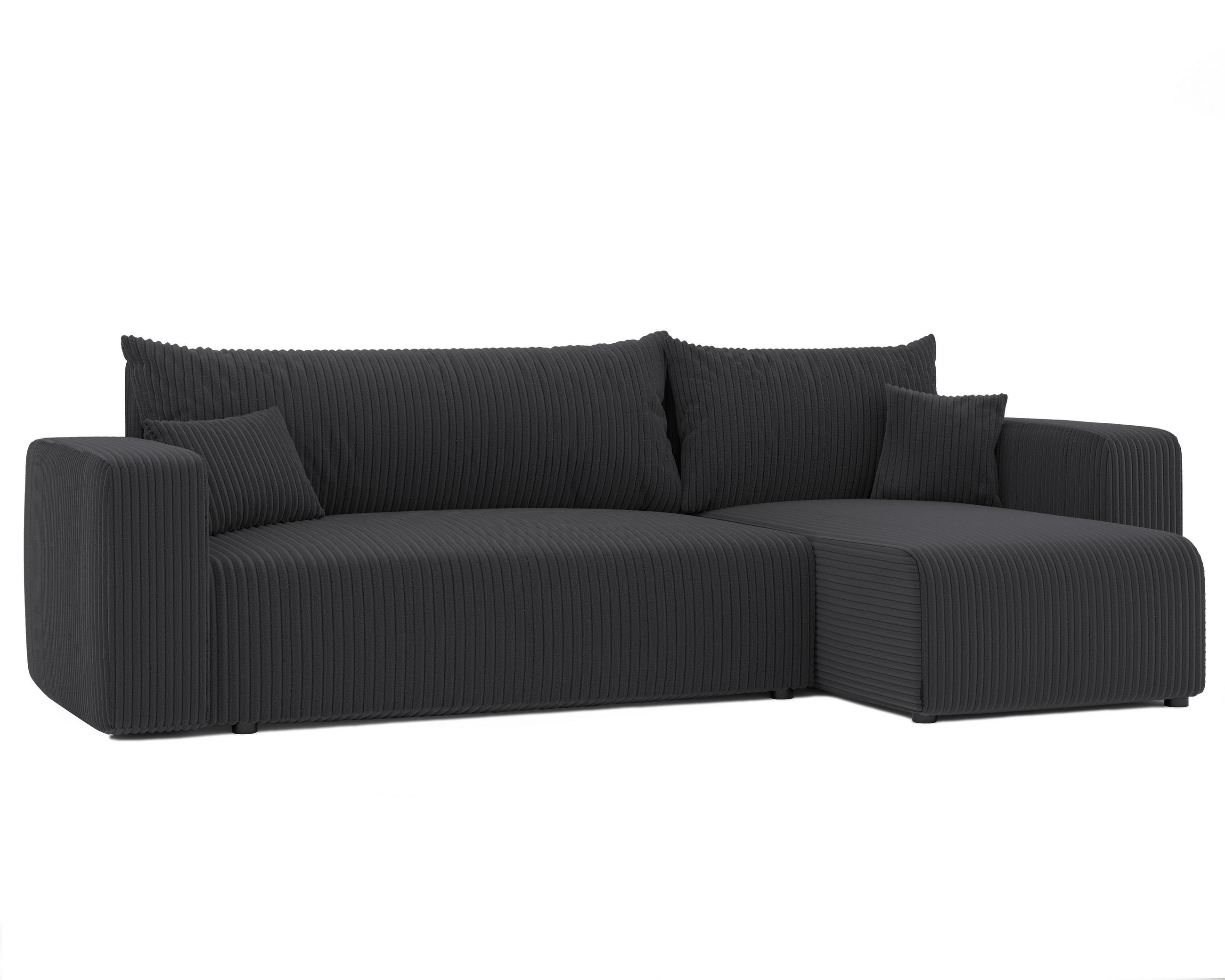ECKSOFA Dunkelgrau Cord-Stoff mit Bettkasten - Dunkelgrau, Textil (248/145cm) - Idohome