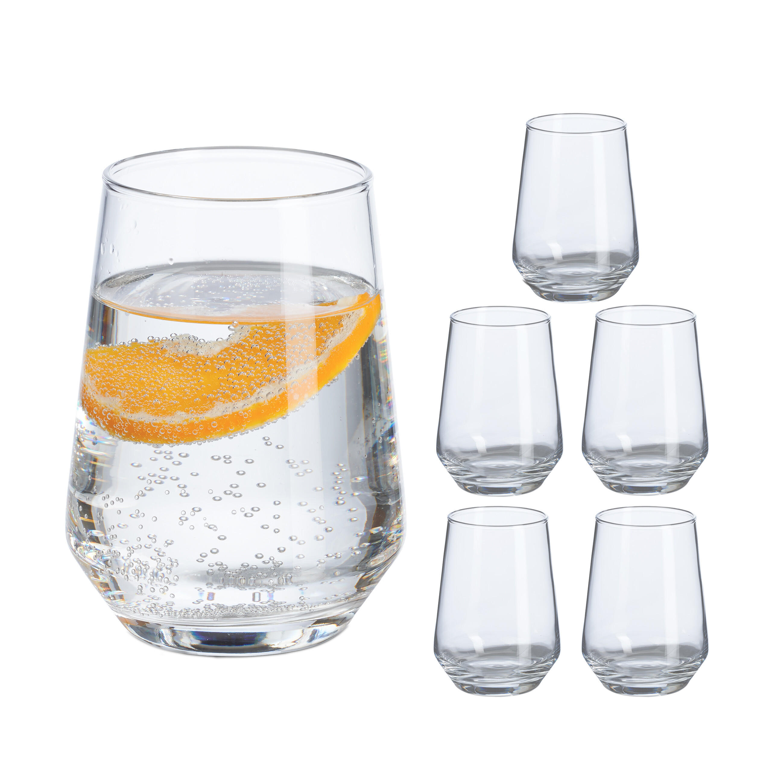 Relaxdays SKLENICE Transparentní 6-ks-set sklo 390 ml