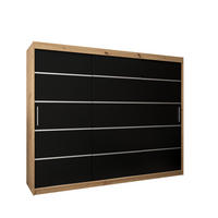 SCHWEBETÜRENSCHRANK 200/250/62 3-türig - Silberfarben/Schwarz, Holz/Kunststoff (250/200/62cm) - Abiks Möbel