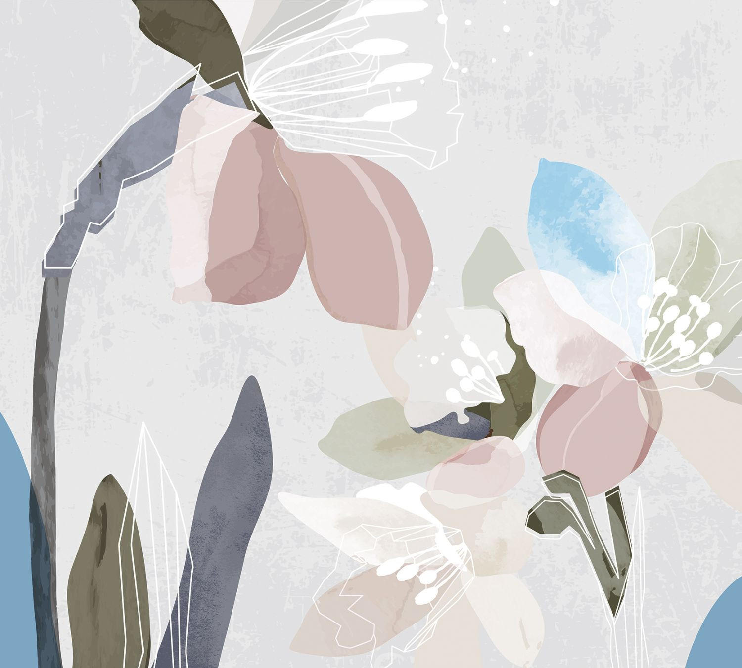 FOTOTAPETE Blumenmuster 270 x 300 cm - Multicolor, Papier (270/300cm) - Sanders & Sanders