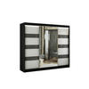 KLEIDERSCHRANK mit LED, Spiegel und Schiebetüre LOSTE - 250 cm Schwarz|Grau - Schwarz/Grau, Holzwerkstoff (250/215/61cm) - ALTDECOR