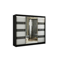 KLEIDERSCHRANK mit Spiegel und Schiebetüren LOSTE - 250 cm Schwarz|Grau - Schwarz/Grau, Holzwerkstoff (250/215/61cm) - ALTDECOR
