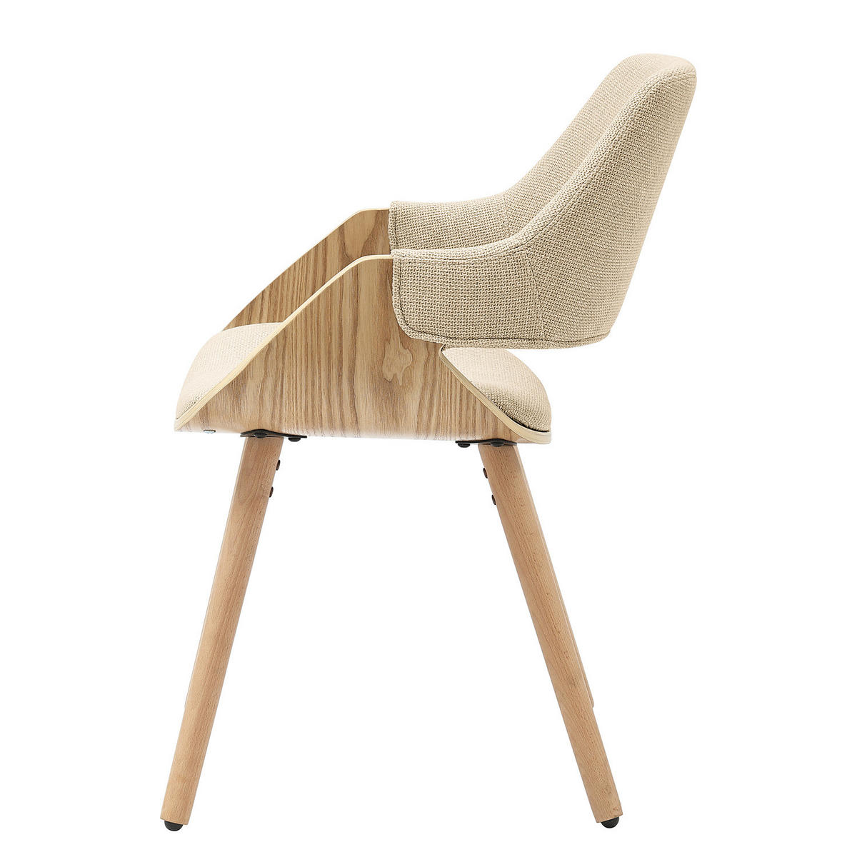 POLSTERSTUHL - 2er-Set - Leinen / Buche massiv - Beige, Holz/Holzwerkstoff (51/80/57cm) - home24