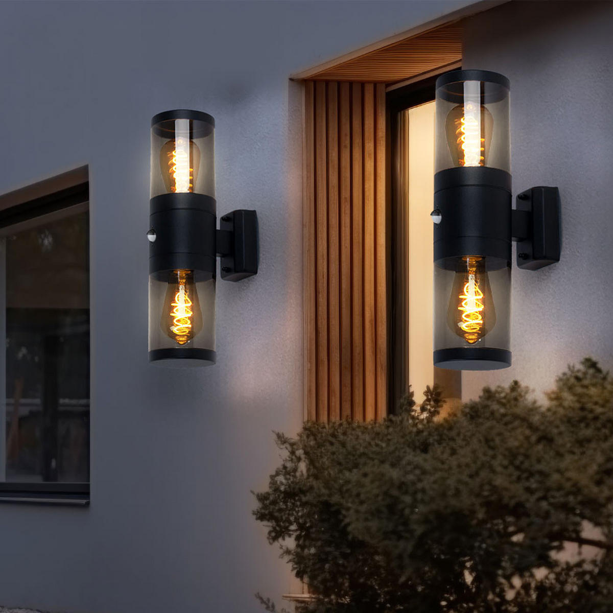 LED AUSSENWANDLEUCHTE Edelstahl Schwarz - Schwarz, Metall (10.2/42/10.2cm) - Globo Lighting