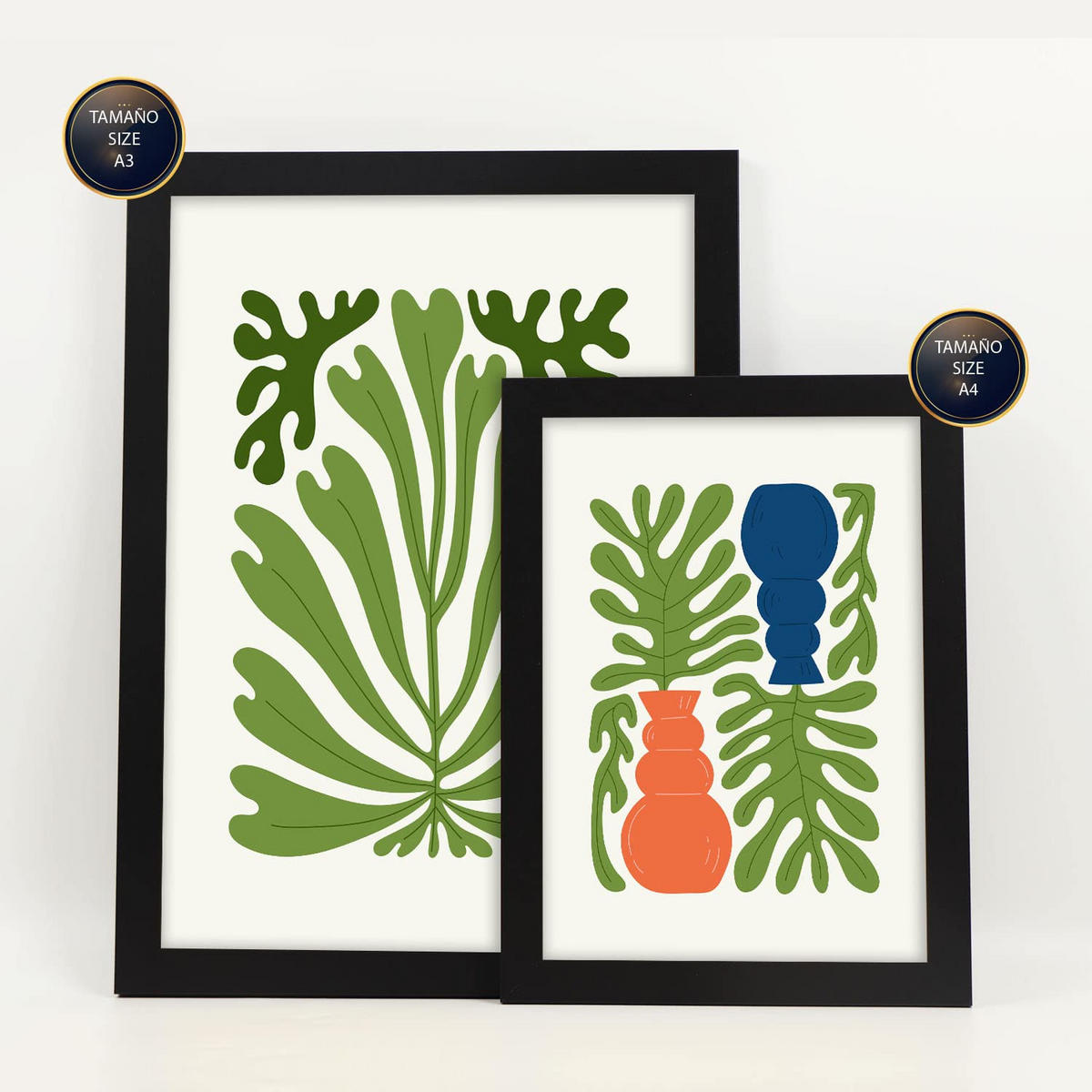 POSTER Set Mit 6 Minimalistischen In Leuchtenden Farben Staude Drucke Von Landschaften Und Natur Für Innenarchitektur A3 & A4 Schwarzer Rahmen - Schwarz, Papier (29/3cm) - Nacnic